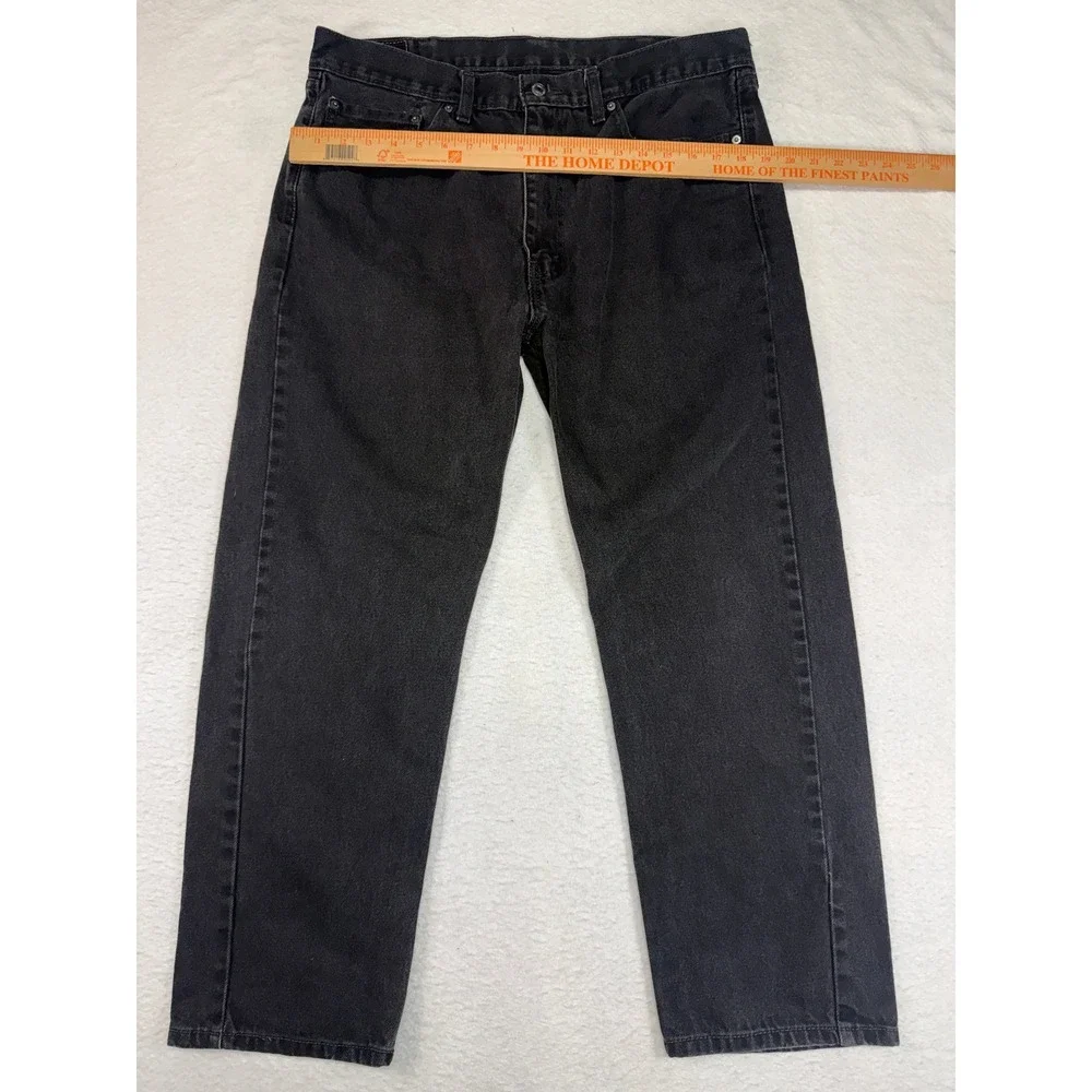 Levis 505 Regular Fit Straight Leg Mens Jeans Black Faded 38x30